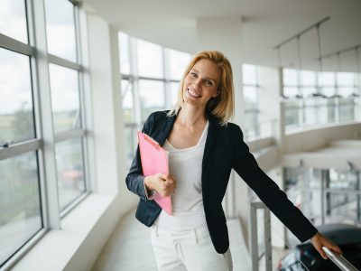 Beautiful ceo businesswoman at company